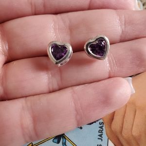 Purple heart earrings
